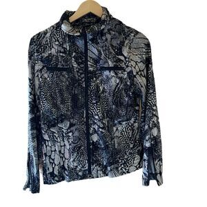 Clara S Wet-look Black Snakeskin Zipper Jacket. Size Medium.